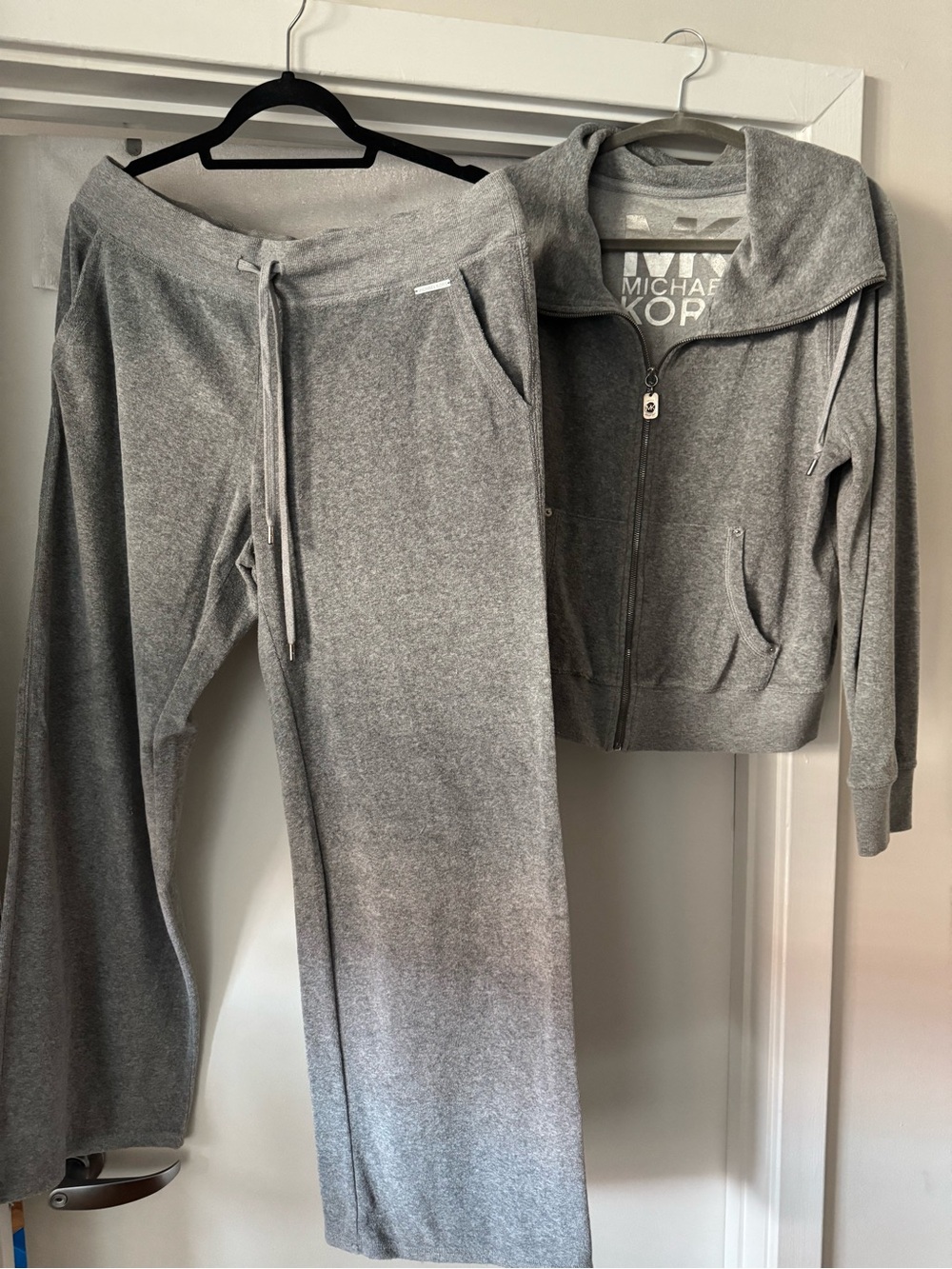 Michael Kors Gray Velour Zip Jacket and Drawstring Joggers